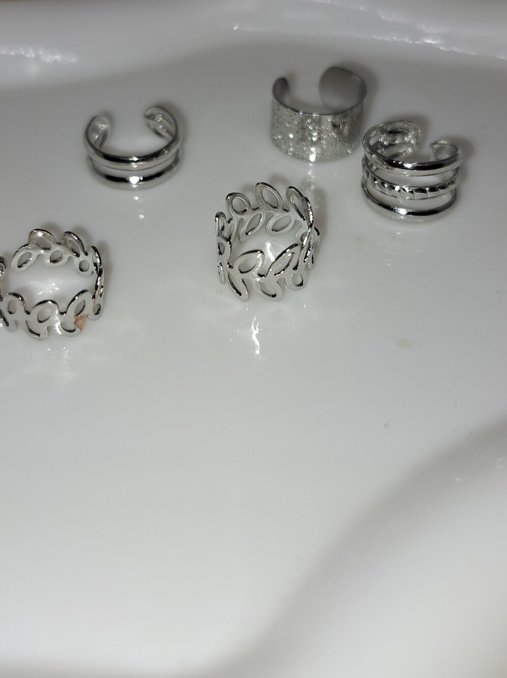 Silver Ear Cuff Set - Mixed Stackable Designs - Picture 6 of 6